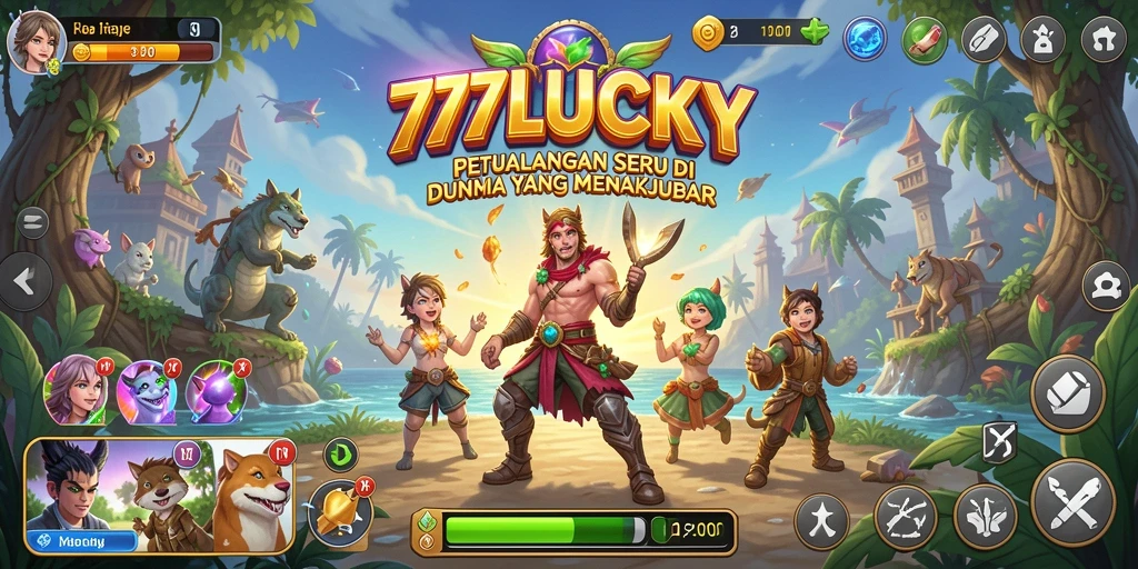 Tangkapan layar menampilkan aksi seru dalam petualangan 777LUCKY.