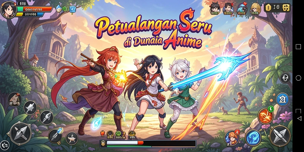 Gameplay seru 8768 dengan karakter anime yang menarik.