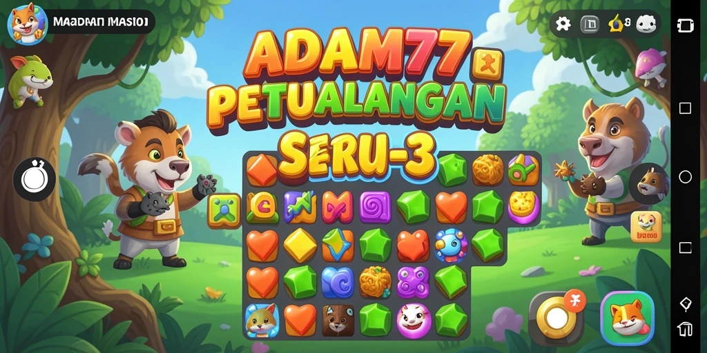 Tangkapan layar utama dari gameplay ADAM77, menampilkan momen seru dalam permainan Match-3.