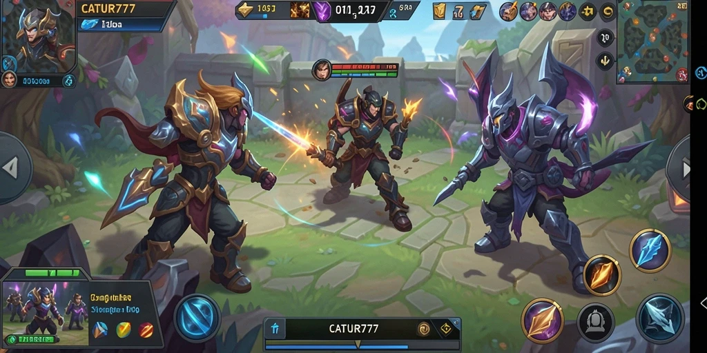 Tampilan menarik dari gameplay CATUR777 dalam pertempuran MOBA.