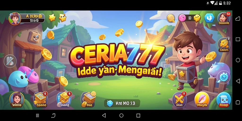 Screenshot utama CERIA777 menampilkan gameplay Idle yang aktif dan menyenangkan.