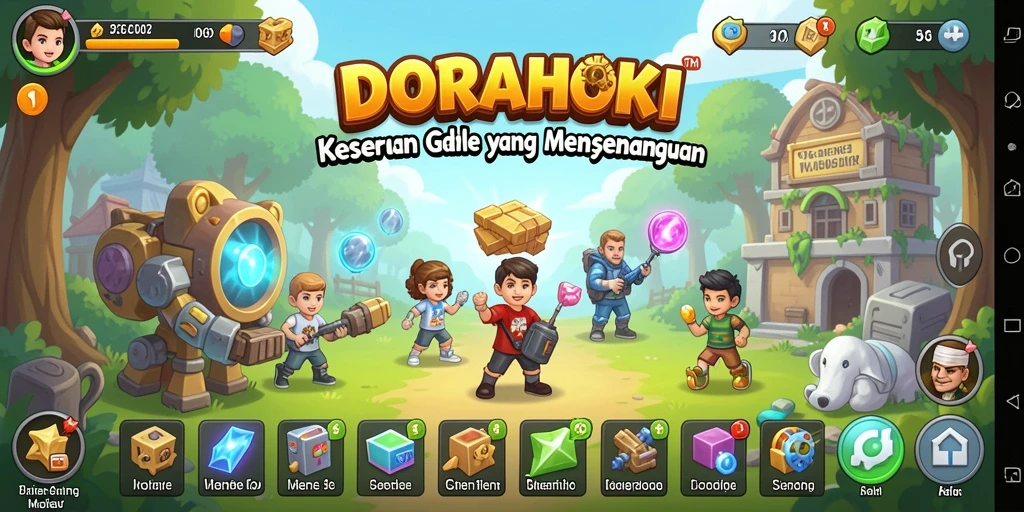 Tampilan menarik gameplay DORAHOKI yang asyik dan seru.