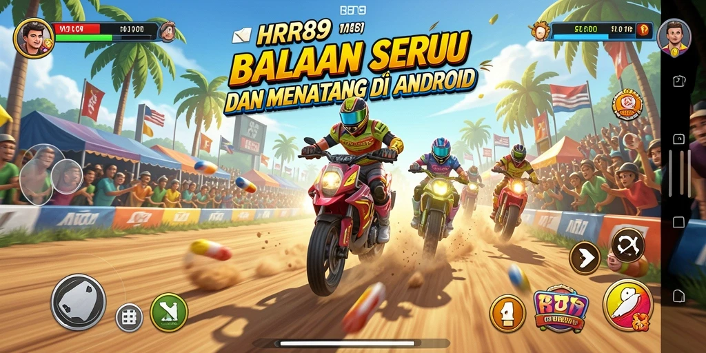 Tampilan gameplay HR89 yang seru dan penuh aksi balapan.