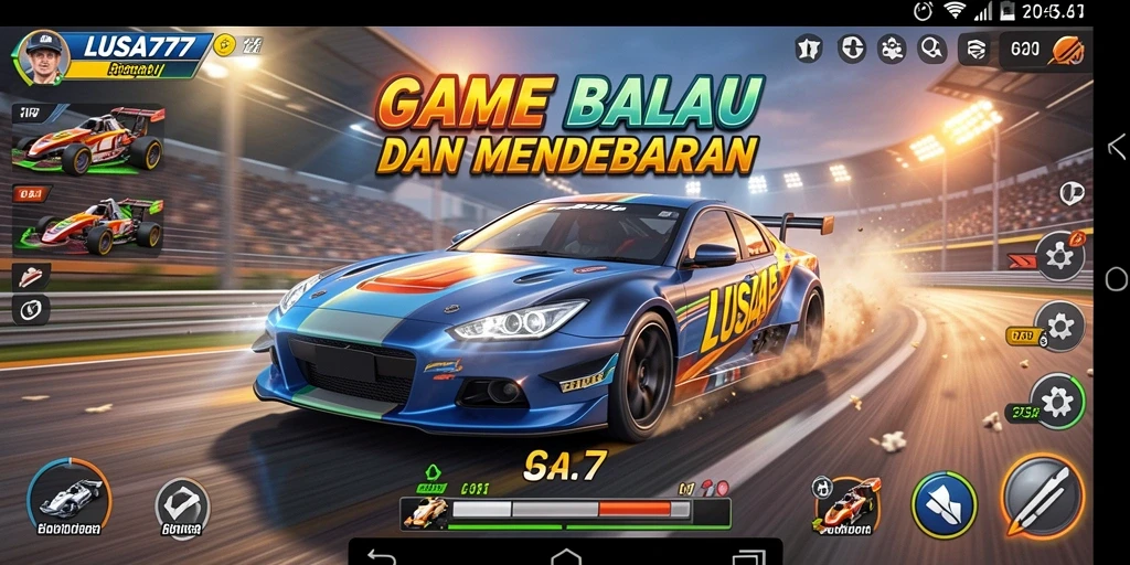 Tampilan gameplay seru dari LUSA777 dengan balapan mendebarkan.