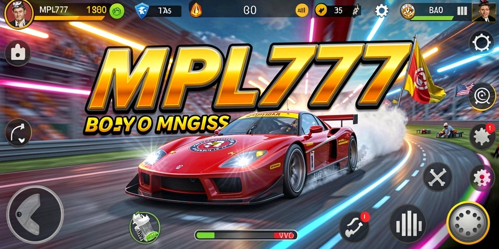 Tangkapan layar gameplay MPL777 menampilkan efek balapan yang intens.