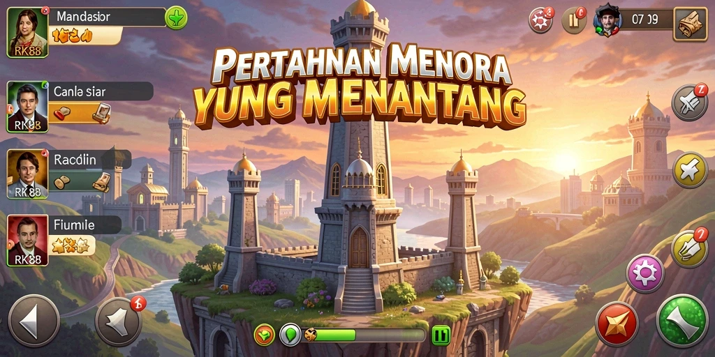 Screenshot gameplay RK88 menampilkan strategi Tower Defense yang menegangkan.