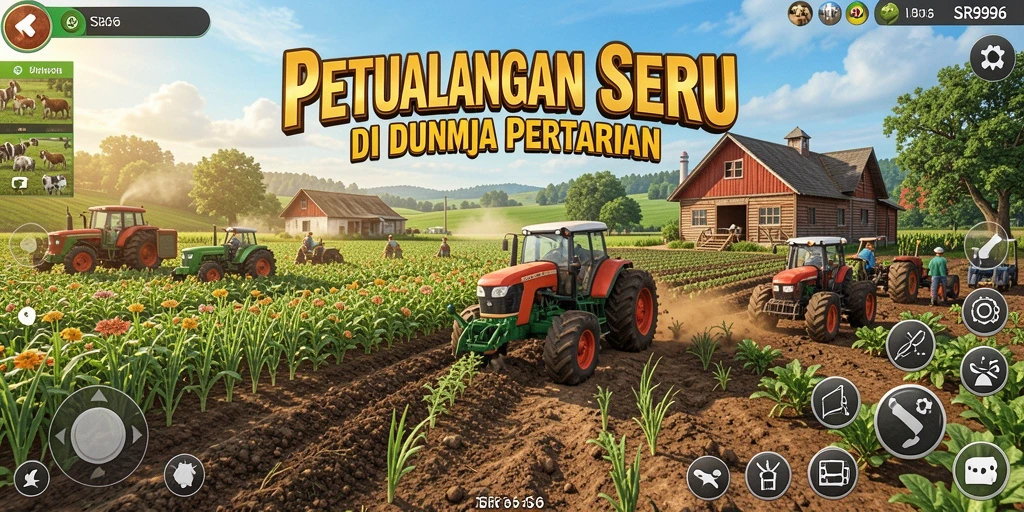 Tampilan menarik gameplay SR996 dengan pertanian yang makmur.